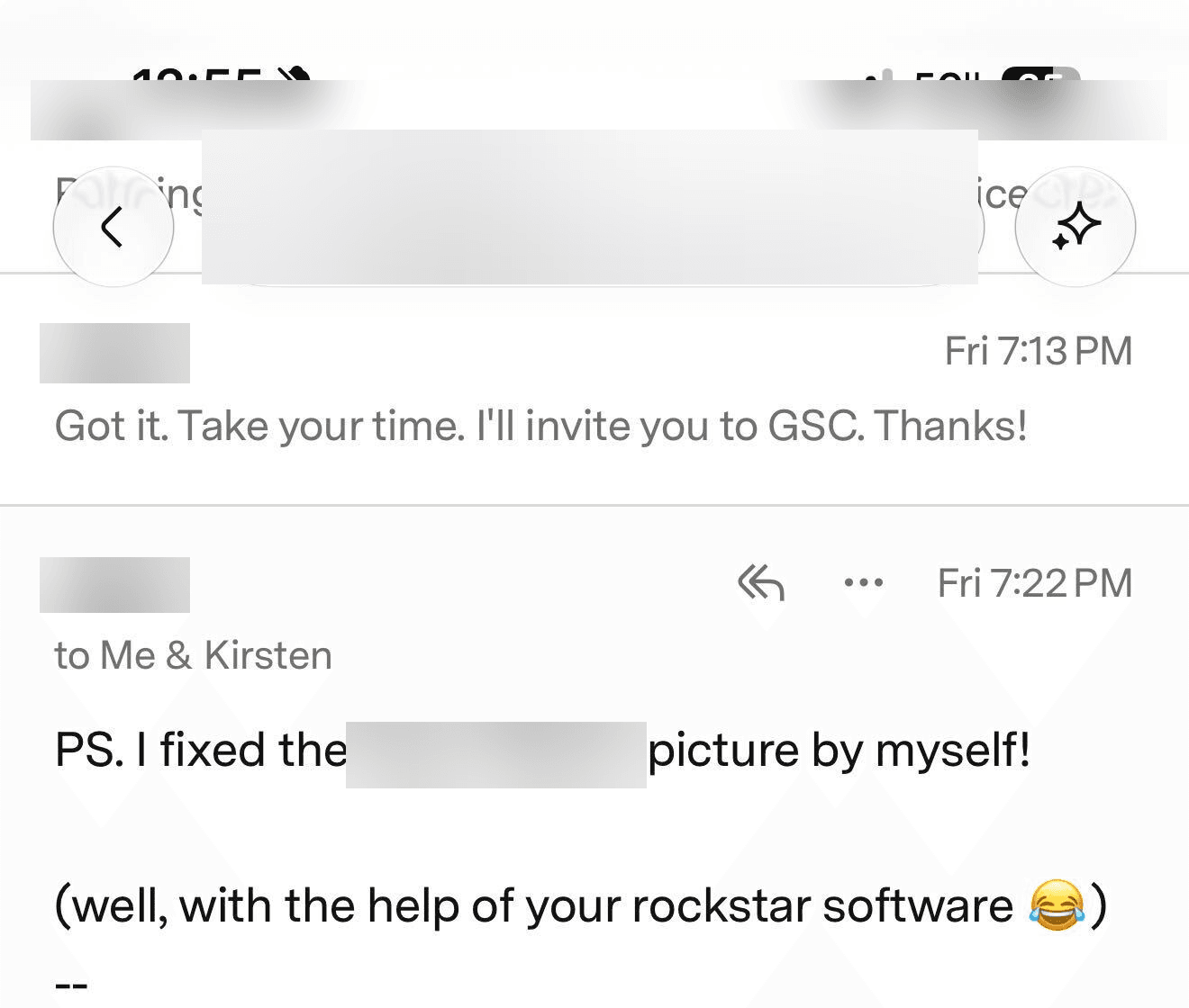 Email from a client who updated a photo on their site on their own