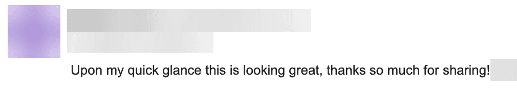 Short email from a client replying to their website preview